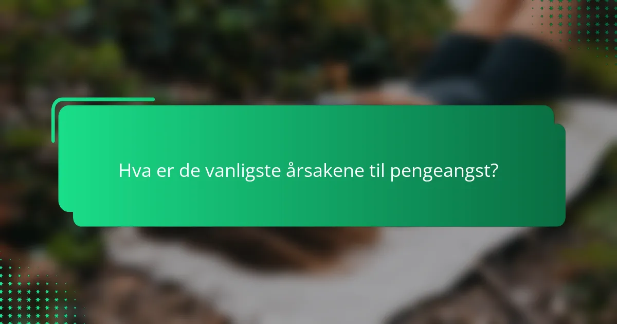 Hva er de vanligste årsakene til pengeangst?